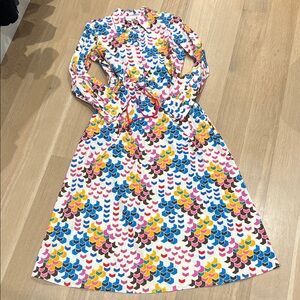 Women’s Multicolor Patterned Long Sleeve Dress with tie